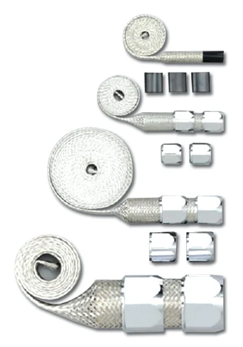 Stainless Steel Braided Radiator Hose Sleeving Kit - Chrome Dress-Up Cover With Clamps