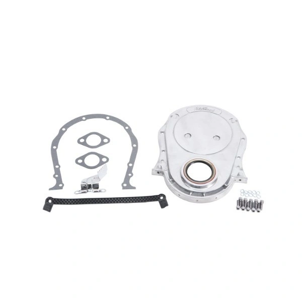 Polished Aluminum Small Block Chevy Timing Chain Cover Kit Sbc 350 400